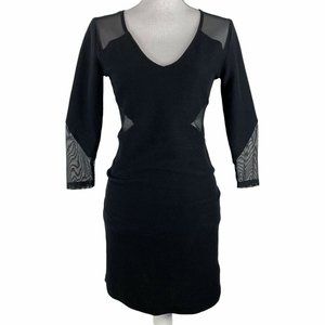 H&M Small Bodycon Dress Sheer Accents Half Sleeve